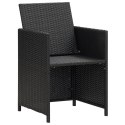 Patio Chairs 2 pcs with Cushions and Pillows Poly Rattan Black