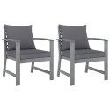 Patio Chairs 2 pcs with Dark Gray Cushions Solid Acacia Wood