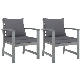 Patio Chairs 2 pcs with Dark Gray Cushions Solid Acacia Wood