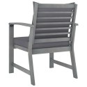 Patio Chairs 2 pcs with Dark Gray Cushions Solid Acacia Wood