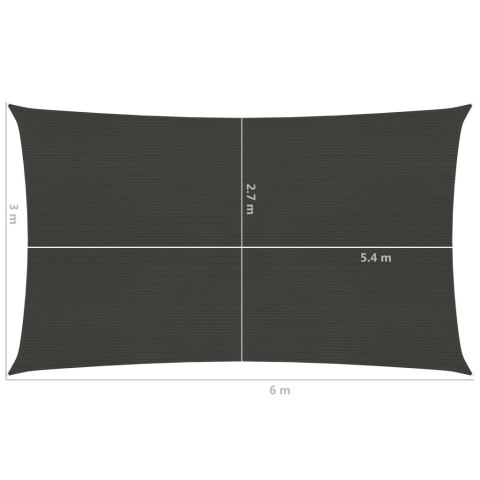 Żagiel przeciwsłoneczny, 160 g/m², antracytowy, 3x6 m, HDPE