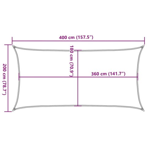 Żagiel przeciwsłoneczny, 160 g/m², czerwony, 2x4 m, HDPE