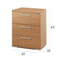 Stolik Nocny Alexandra House Living Wiśnia Metal Drewno MDP 41 x 62 x 35 cm 3 szuflady