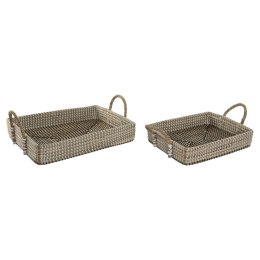 Zestaw tacek Home ESPRIT Naturalny Jasnobrązowy Miejska 41 x 32 x 16 cm (2 Sztuk)