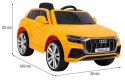 Auto Na Akumulator Audi Q8 Lift Żółty Pilot EVA Wolny Start MP3 USB LED