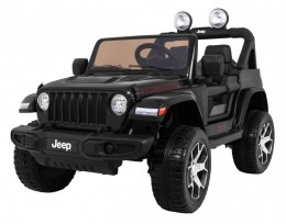 Jeep Na Akumulator Wrangler Rubicon Czarny Pilot Radio MP3 LED Koła EVA