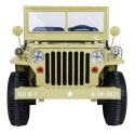 Jeep Na Akumulator Wojskowe Retro Matcha Napęd 4x4 Schowki MP3 LED