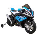 Motor Na Akumulator BMW HP4 Niebieski Pomocnicze Kółka Wolny Start MP3 LED