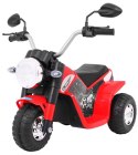 Motor Na Akumulator MiniBike Czerwony Dźwięki Światła LED Ekoskóra