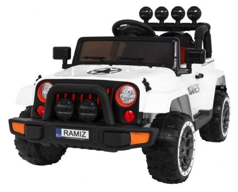 Jeep Na Akumulator Terenowe Full Time 4WD Biały Napęd 4x4 Pilot Audio LED