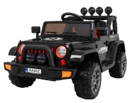 Jeep Na Akumulator Terenowe Full Time 4WD Czarny Napęd 4x4 Pilot Audio LED