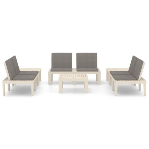 6-cz. zestaw wypoczynkowy do ogrodu, poduszki, plastik, biały