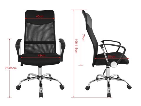 Krzesło biurowe z siatkowym oparciem, czarne