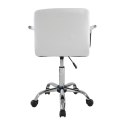 Obrotowe krzesło biurowe z chromowanymi podłokietnikami, bia