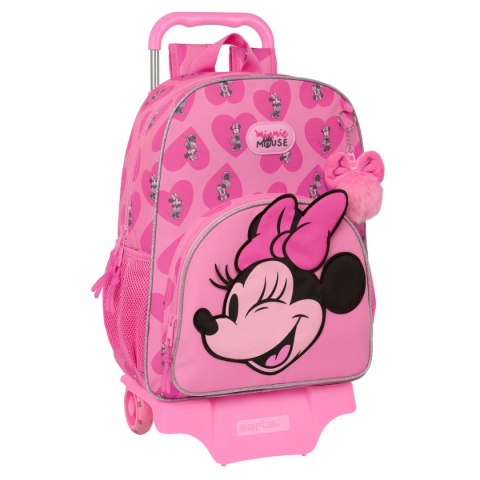 Torba szkolna z kółkami Minnie Mouse Loving Różowy 33 x 42 x 14 cm