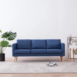 3-osobowa sofa tapicerowana tkaniną, niebieska