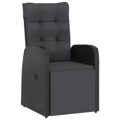 11-cz. zestaw mebli ogrodowych z poduszkami, rattan PE, czarny