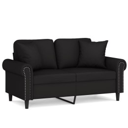 2-osobowa sofa z poduszkami, czarna, 120 cm, aksamit