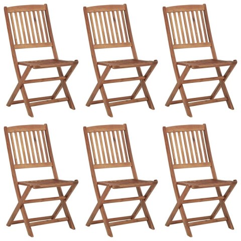 Składane krzesła ogrodowe 6 szt., z poduszkami, drewno akacjowe