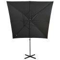 Parasol wiszący z lampkami LED i słupkiem, antracytowy, 250 cm