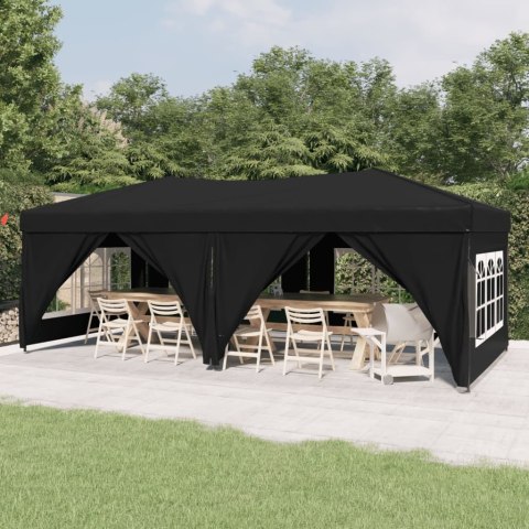 Składany namiot imprezowy ze ściankami, czarny, 3x6 m Składany namiot imprezowy ze ściankami, czarny, 3x6 m