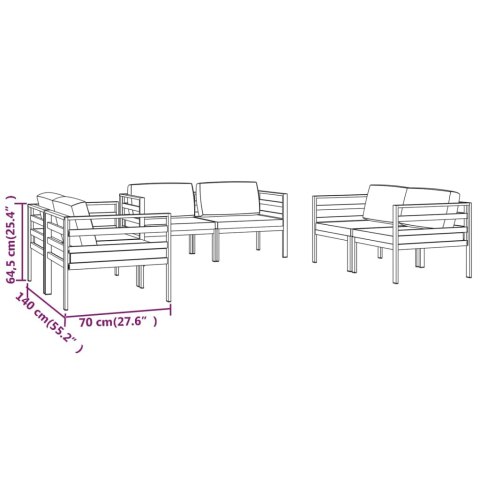6-cz. zestaw mebli ogrodowych, poduszki, aluminium, antracyt 6-cz. zestaw mebli ogrodowych, poduszki, aluminium, antracyt