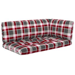 Poduszki na sofę z palet, 3 szt., w czerwoną kratę