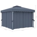 VidaXL Altana ogrodowa z zasłonami, 3 x 3 m, antracytowa, aluminium