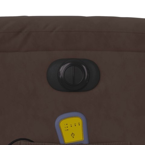 Podnoszony fotel masujący, rozkładany, brązowy, mikrofibra