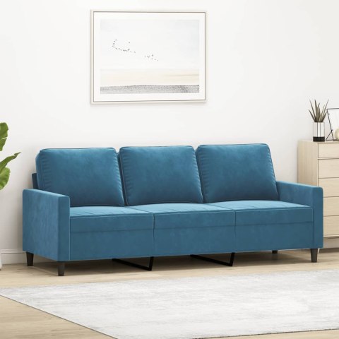 Sofa 3-osobowa, niebieski, 180 cm, tapicerowana aksamitem