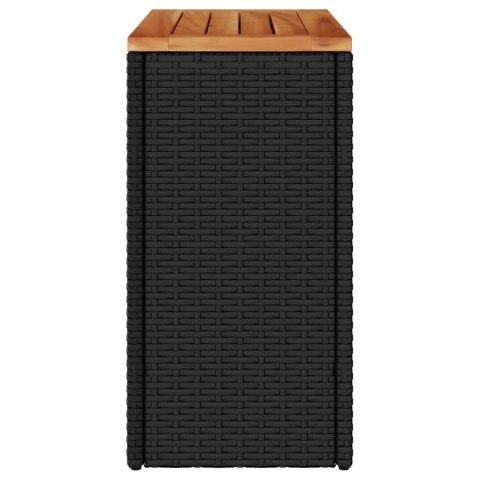 Stolik ogrodowy z drewnianym blatem, czarny, 58x27,5x55 cm