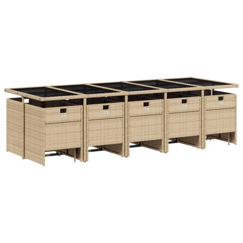 15-cz. zestaw mebli ogrodowych z poduszkami, beżowy, rattan PE 15-cz. zestaw mebli ogrodowych z poduszkami, beżowy, rattan PE