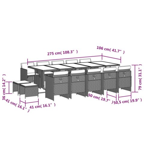 15-cz. zestaw mebli ogrodowych z poduszkami, beżowy, rattan PE 15-cz. zestaw mebli ogrodowych z poduszkami, beżowy, rattan PE