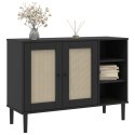 Sideboard SENJA Rattan Look Black 44.1"x15.7"x31.5" Solid Wood Pine