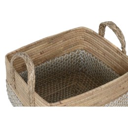 Zestaw koszyków Home ESPRIT Biały Naturalny Jasnobrązowy PVC Trawa morska Pałka wodna 43 x 38 x 36 cm (2 Części)