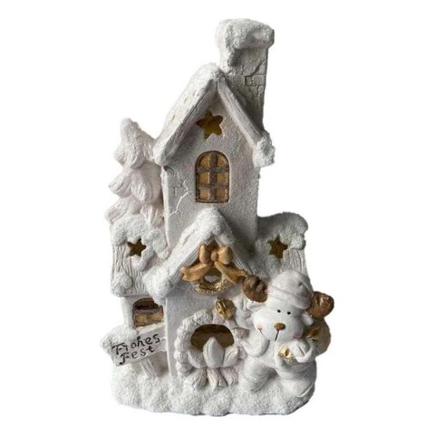 Ozdoby świąteczne DKD Home Decor Dom Biały Śnieżny 32 x 21 x 52 cm