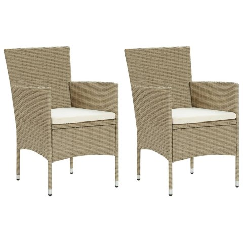 Patio Dining Chairs 2 pcs Poly Rattan Beige