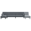 Sofa rozkładana L, ciemnoszara, 260x140x70 cm, aksamit