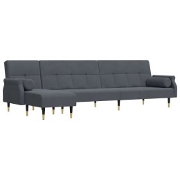 Sofa rozkładana L, ciemnoszara, 271x140x70 cm, aksamit