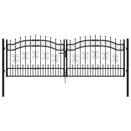 Poartă gard cu vârf negru 305x151 cm oțel vopsit electrostatic