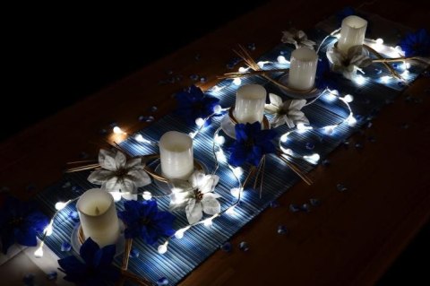 Świąteczne oświetlenie LED - płatki śniegu - 48 LED, ciepły biały