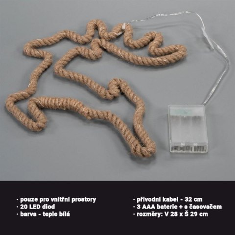 Dekoracja świąteczna renifer, 20 diod LED, ciepła biel