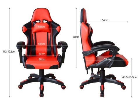 Ergonomiczne krzesło biurowe z poduszkami, czarno-czerwone Ergonomiczne krzesło biurowe z poduszkami, czarno-czerwone