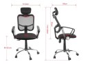 Krzesło biurowe z regulowanym zagłówkiem, czarne