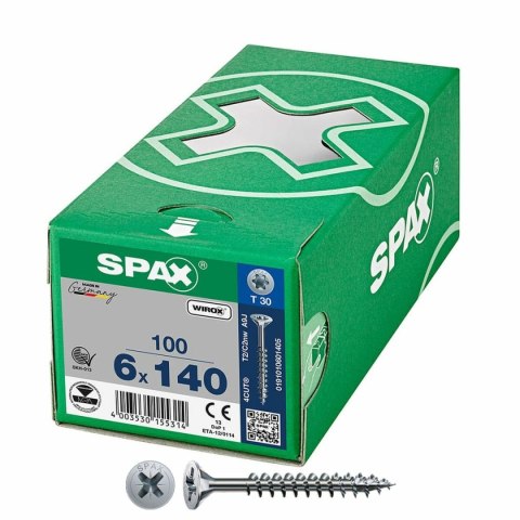 Pudełko śrubek SPAX Wirox T30 Płaska głowa 6 x 140 mm 100 Sztuk