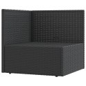 Patio Corner Sofa with Cushions Black Poly Rattan