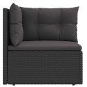 Patio Corner Sofa with Cushions Black Poly Rattan