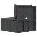 Patio Corner Sofa with Cushions Black Poly Rattan