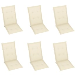 Poduszki na krzesła ogrodowe, 6 szt., kremowe, 120x50x3 cm