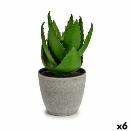 Roślina Dekoracyjna Aloe Vera 15 x 23,5 x 15 cm Szary Kolor Zielony Plastikowy (6 Sztuk)